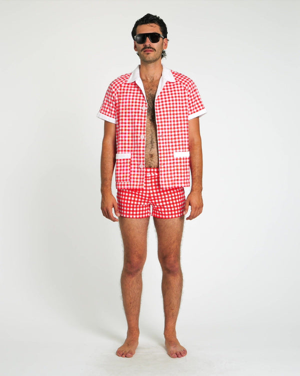 Gingham Cabana Shirt (Red)