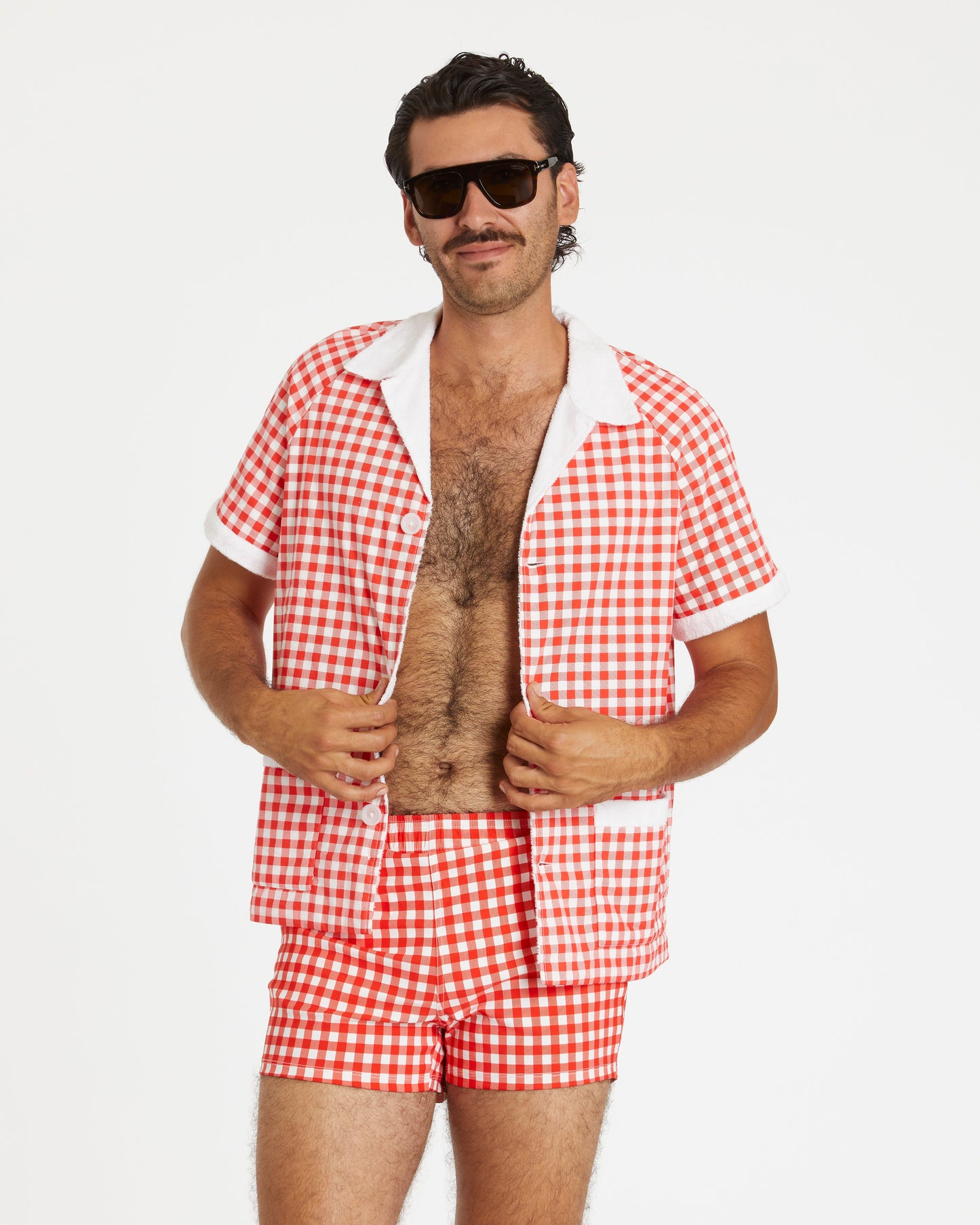 Gingham Cabana Shirt (Red)