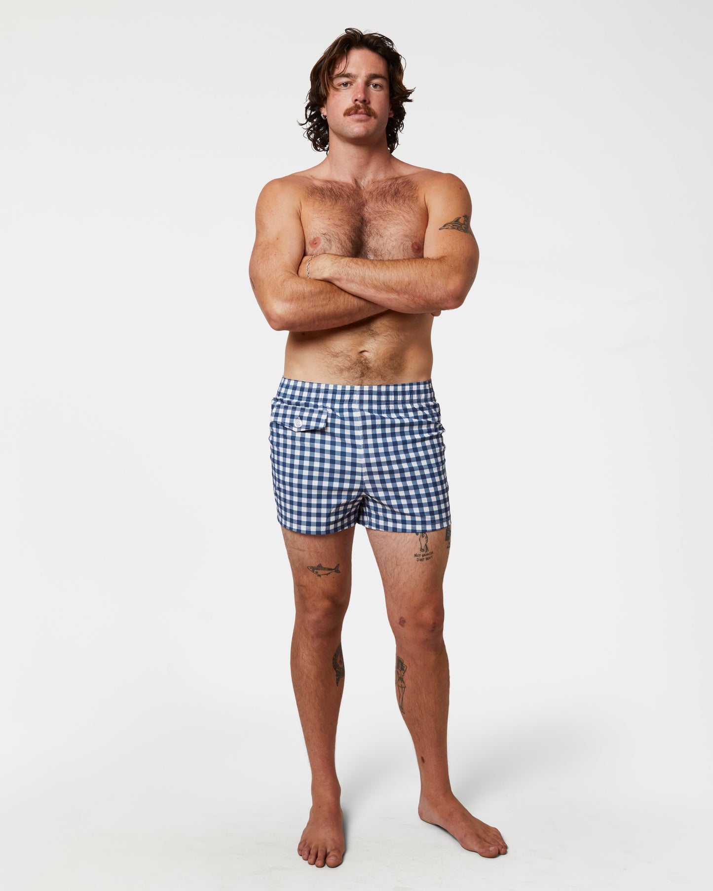 Gingham Cabana Trunk (Navy)