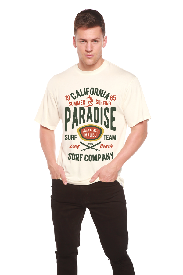 California Summer Surfing Men's Bamboo Viscose/Organic Cotton Short Sleeve Graphic T-Shirt