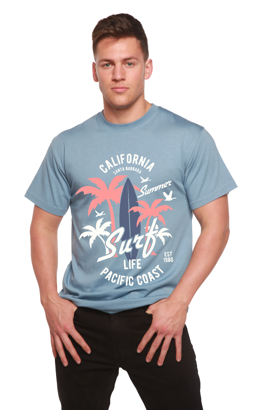 California Surf Men's Bamboo Viscose/Organic Cotton Short Sleeve Graphic T-Shirt
