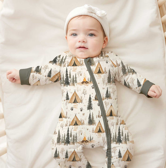 Charlie Play Bear Creek Camp - Bamboo Lyocell Zippy Romper