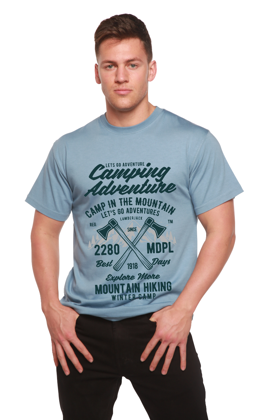 Camping Adventure Men's Bamboo Viscose/Organic Cotton Short Sleeve Graphic T-Shirt