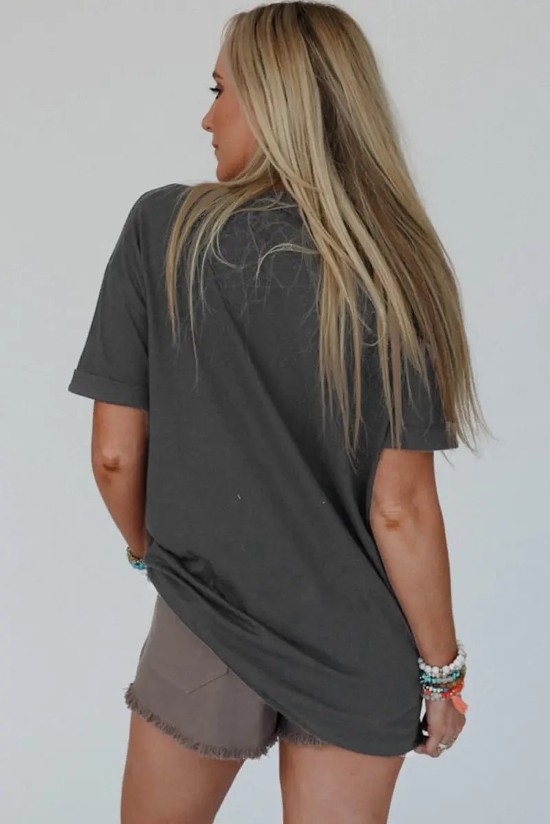 Love Salve Grey Cowboy Boots Graphic Tee Unisex Casual Summer Top