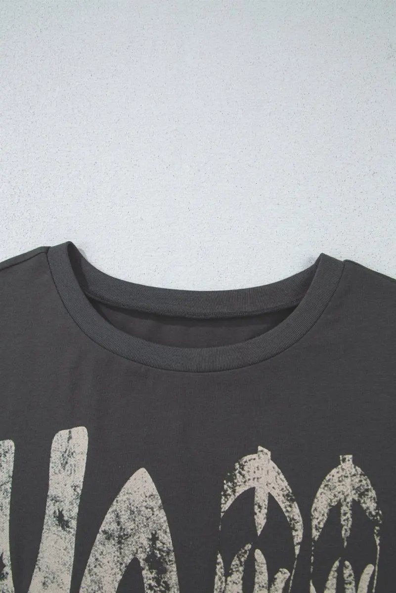 Love Salve Grey Cowboy Boots Graphic Tee Unisex Casual Summer Top