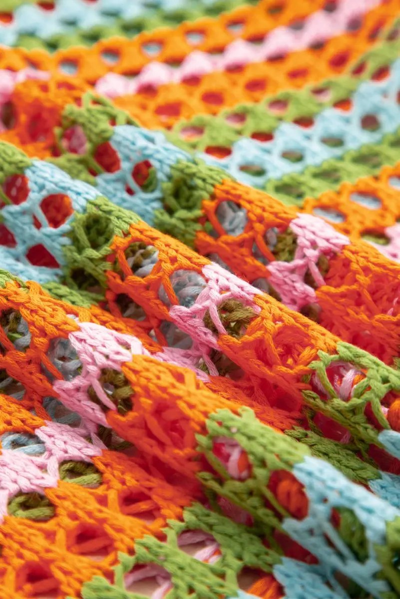 Love Salve Carrot Stripe Women's Beach, Vacation + Crochet Knit Cover Up + Lightweight, Bohemian