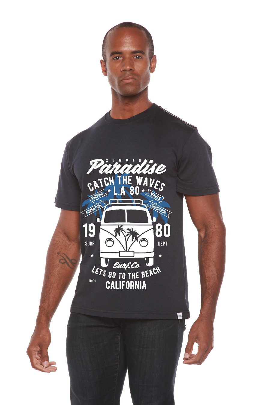 Catch The Waves Men's Bamboo Viscose/Organic Cotton Short Sleeve Graphic T-Shirt