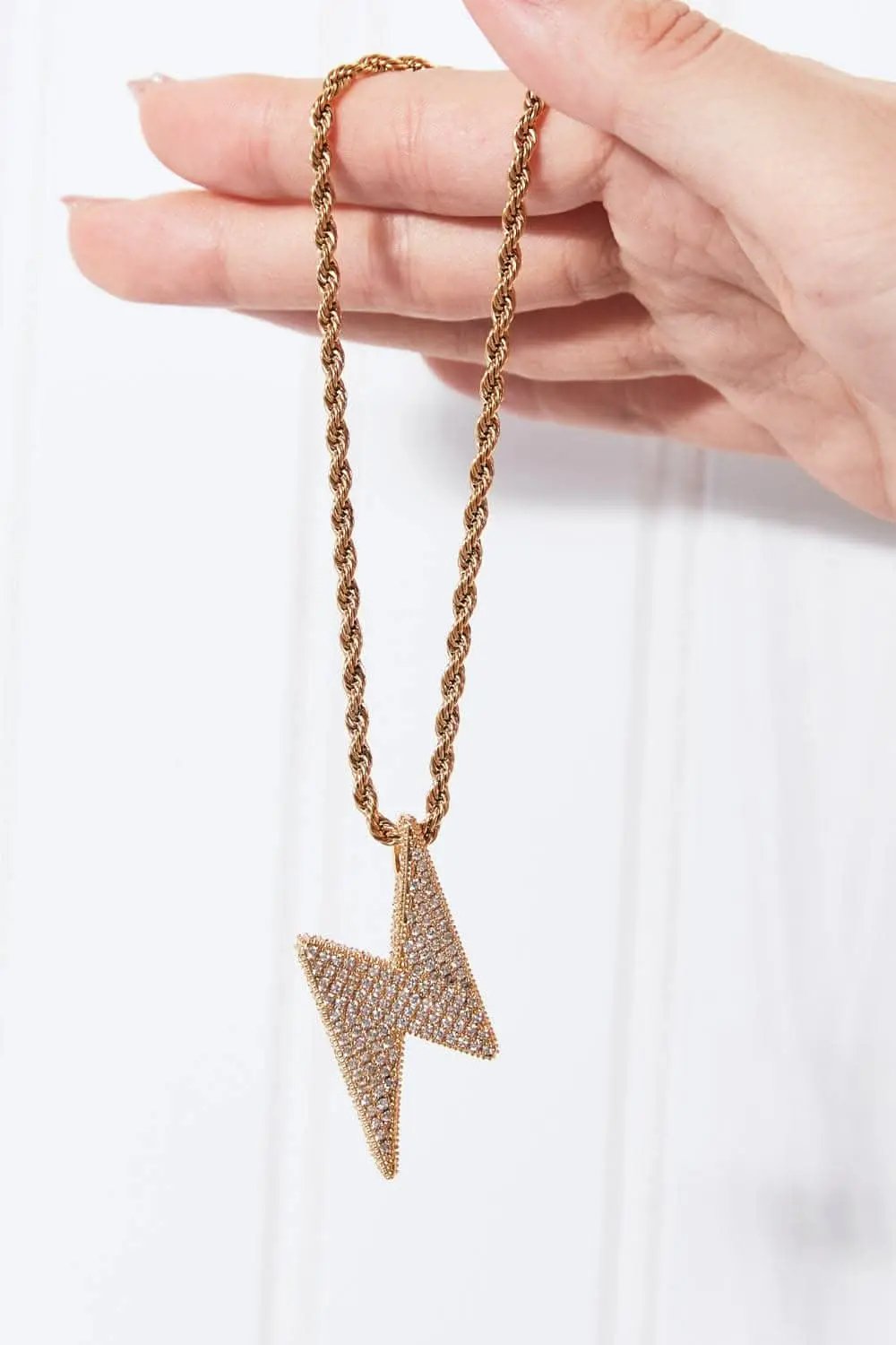 Trendsi Brass Lightning Bolt Necklace