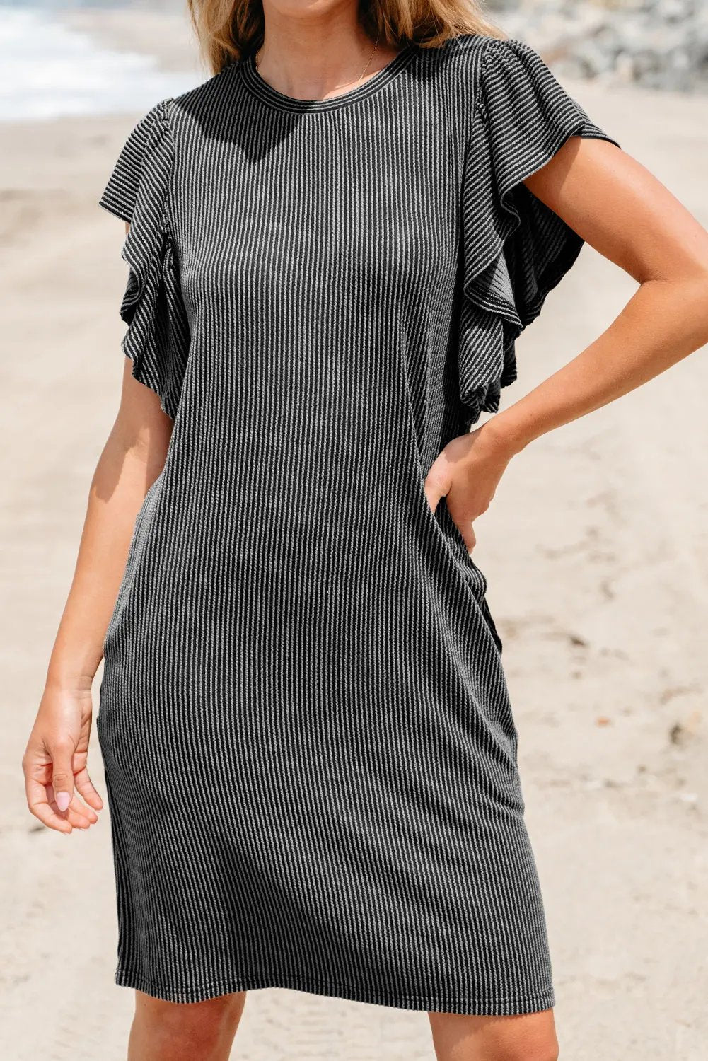 Dress - Ruffle Sleeve - H-Line Summer Casual