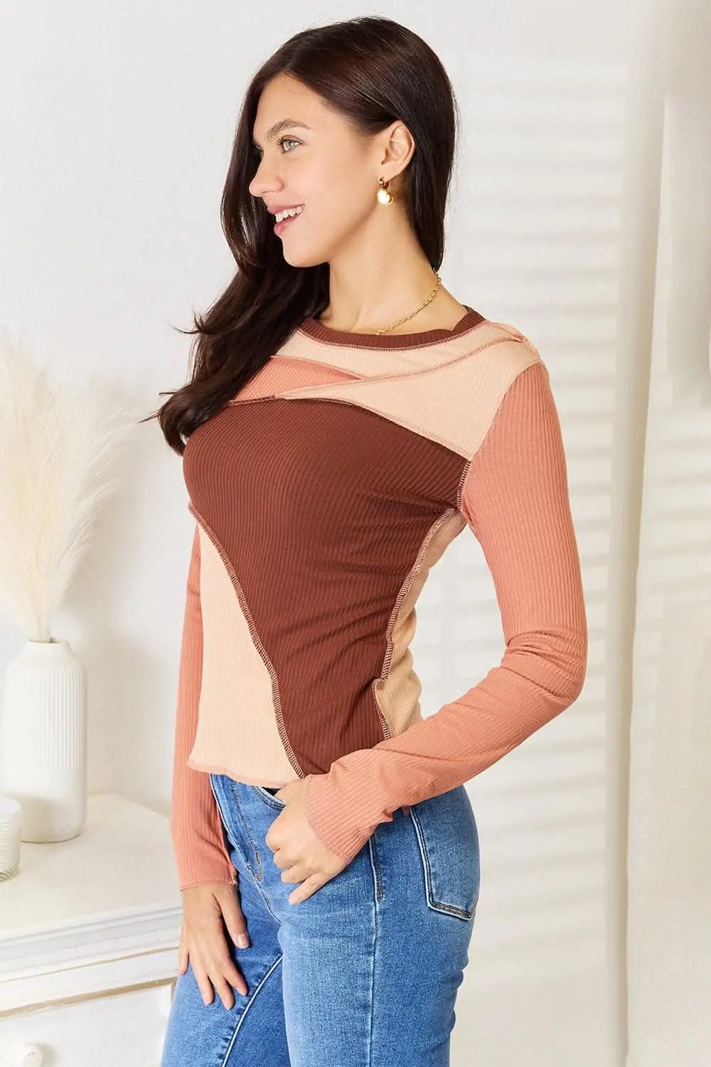 Top - Double Take Color Block - Trendy Casual