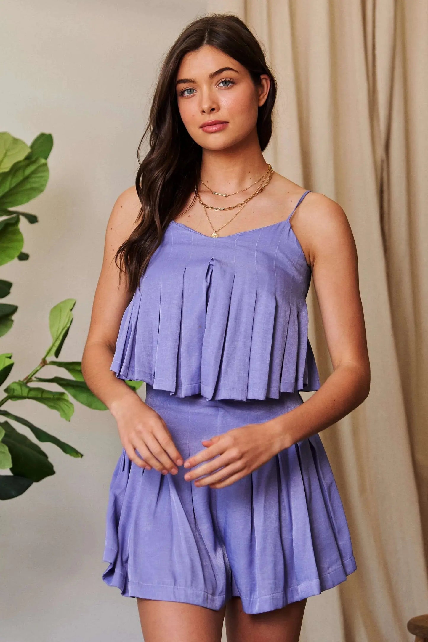 Babydoll Top - Pleated Strappy - Cami Style