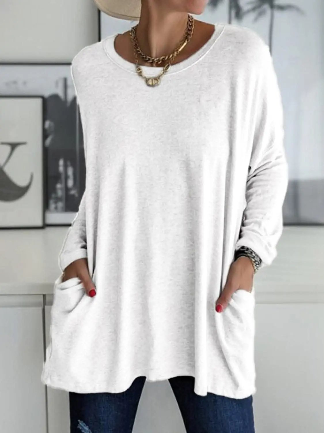 Trendsi Pocketed long sleeve tee - chic style
