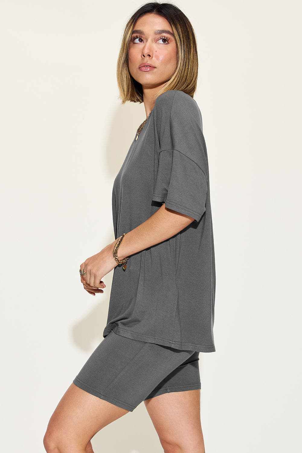 Basic Bae V-neck T-shirt & Shorts Set by Trendsi