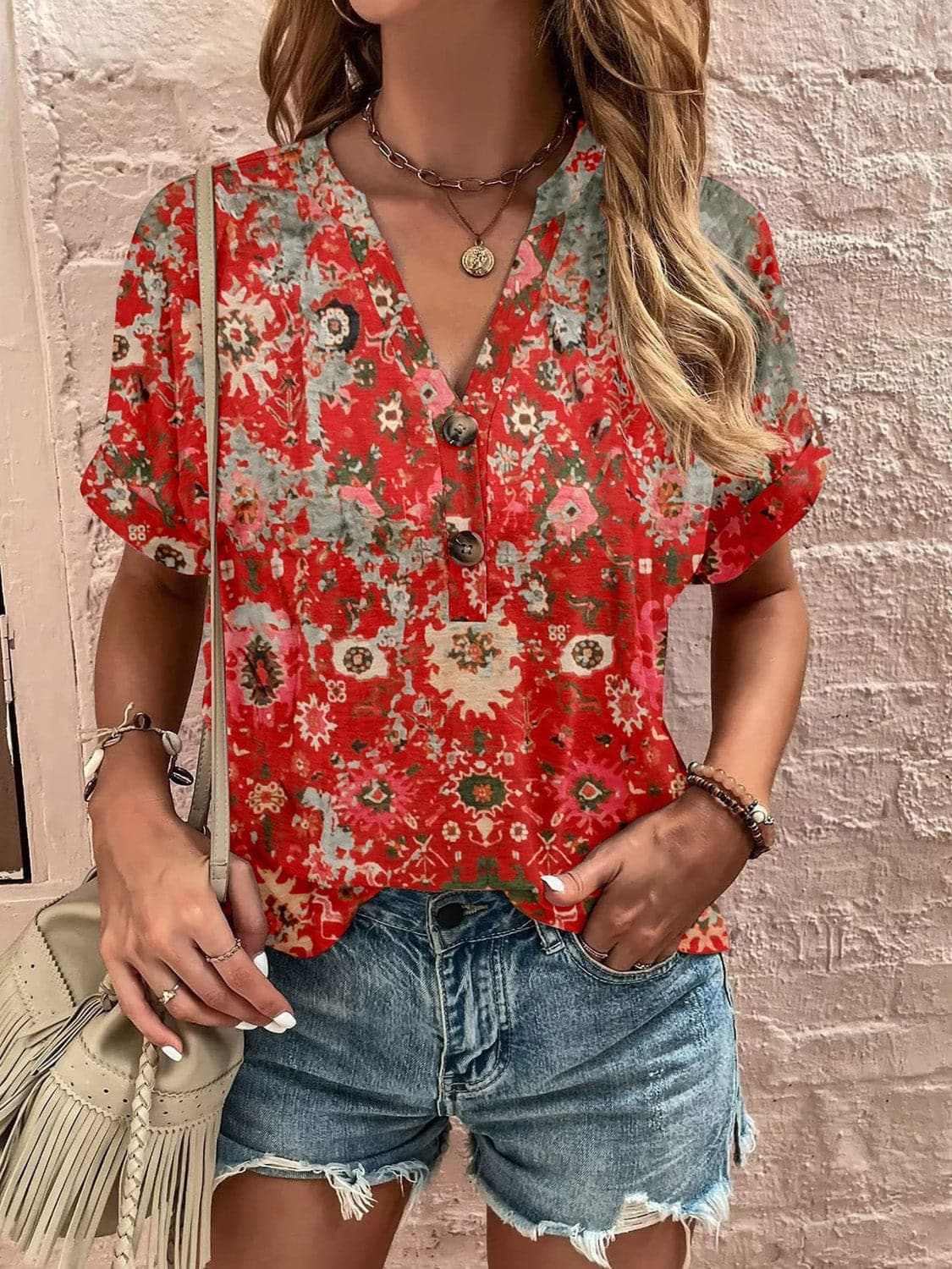 Blouse - Sheer Short Sleeve - Chic Style