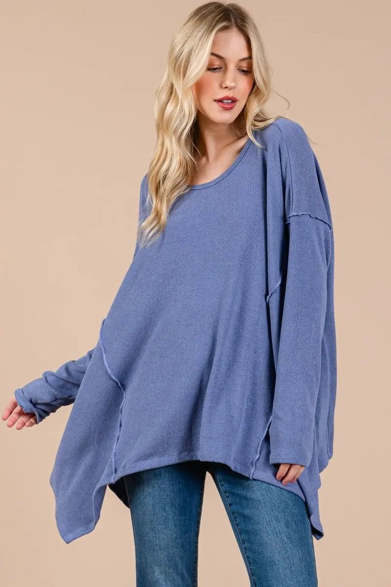 Trendsi Asymmetrical Top Women's Casual Long Sleeve Tee Chic & Unique