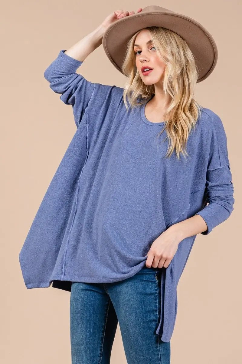 Trendsi Asymmetrical Top Women's Casual Long Sleeve Tee Chic & Unique
