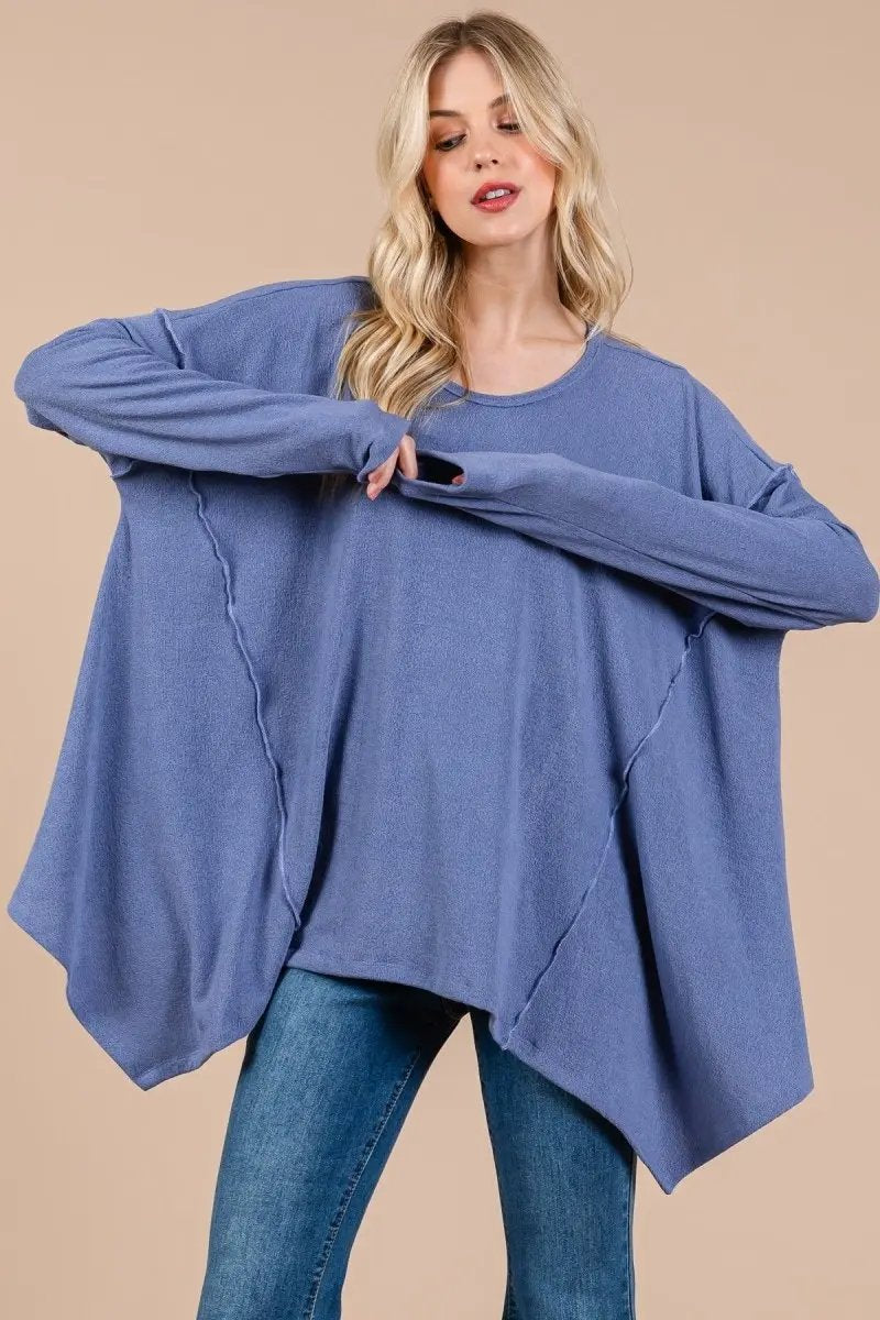 Trendsi Asymmetrical Top Women's Casual Long Sleeve Tee Chic & Unique