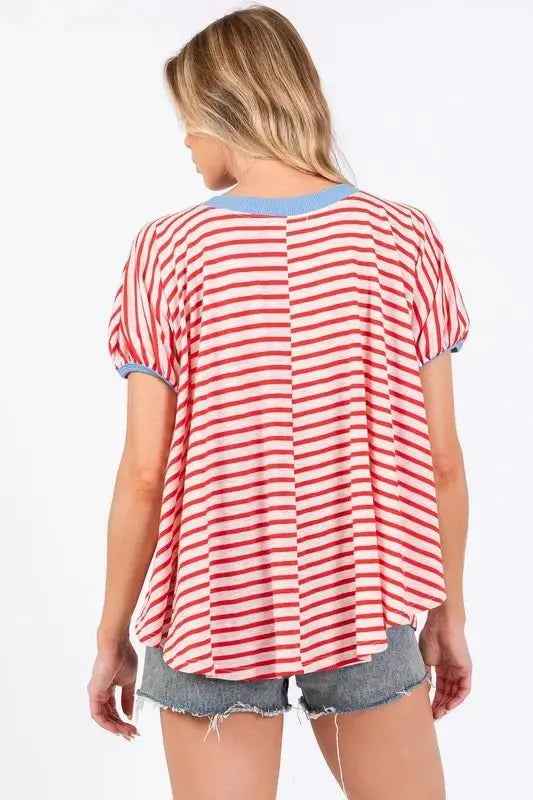 Trendsi Striped Tee Women's Casual Everyday T-Shirt Soft & Breathable