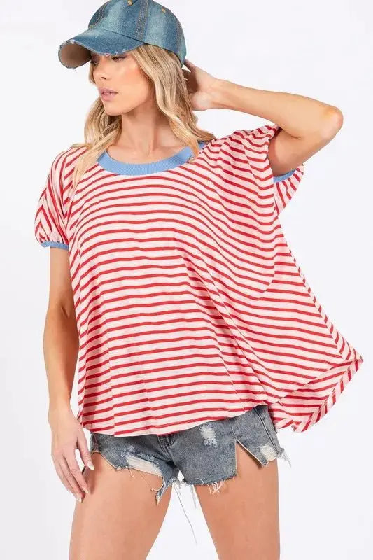 Trendsi Striped Tee Women's Casual Everyday T-Shirt Soft & Breathable