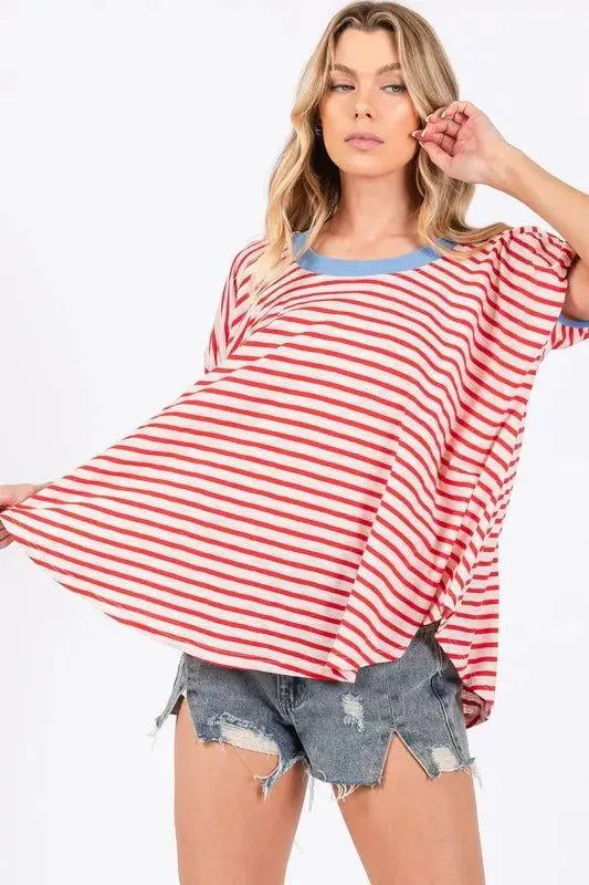 Trendsi Striped Tee Women's Casual Everyday T-Shirt Soft & Breathable