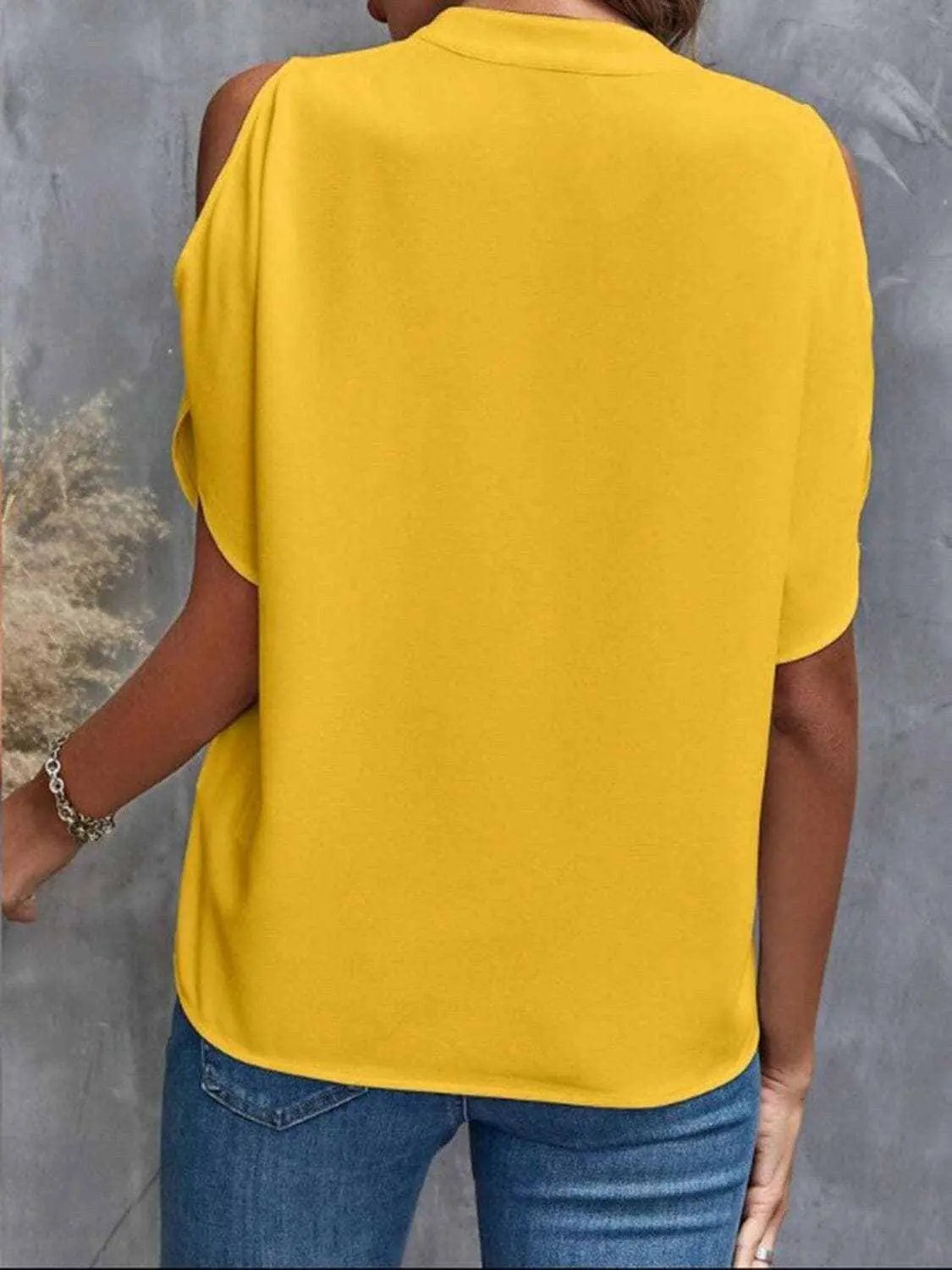 Trendsi just arrived - Chic notched cold shoulder blouse