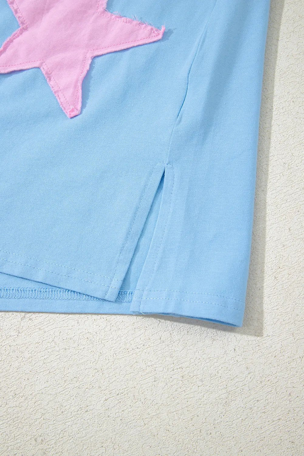 T-Shirt - Denim Star Print - Oversized Casual