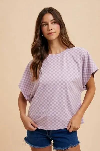 Trendsi Checkered Tee Women's Everyday Casual T-Shirt Soft & Comfy