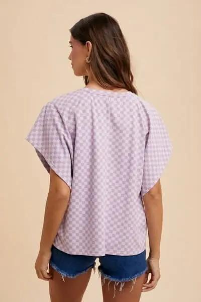 Trendsi Checkered Tee Women's Everyday Casual T-Shirt Soft & Comfy