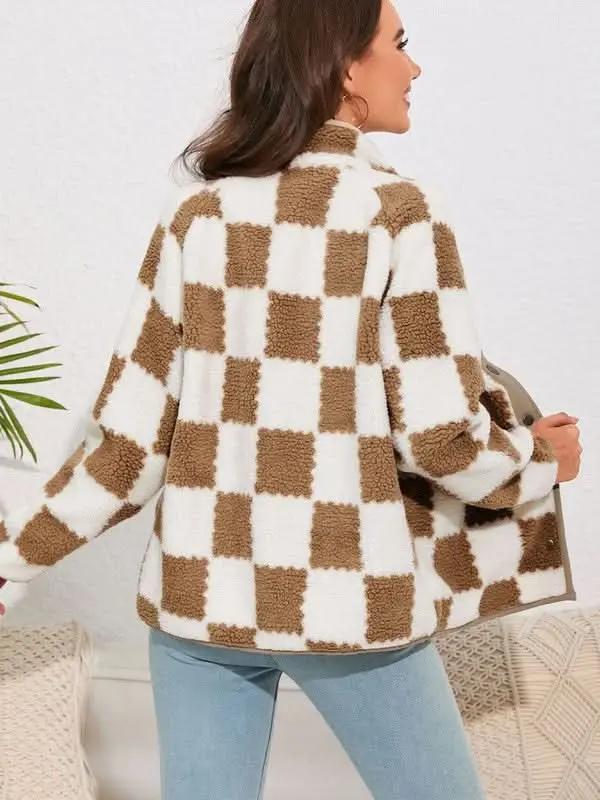 Women's Checkered Blazer - Lightweight & Trendy - Everyday Jacket