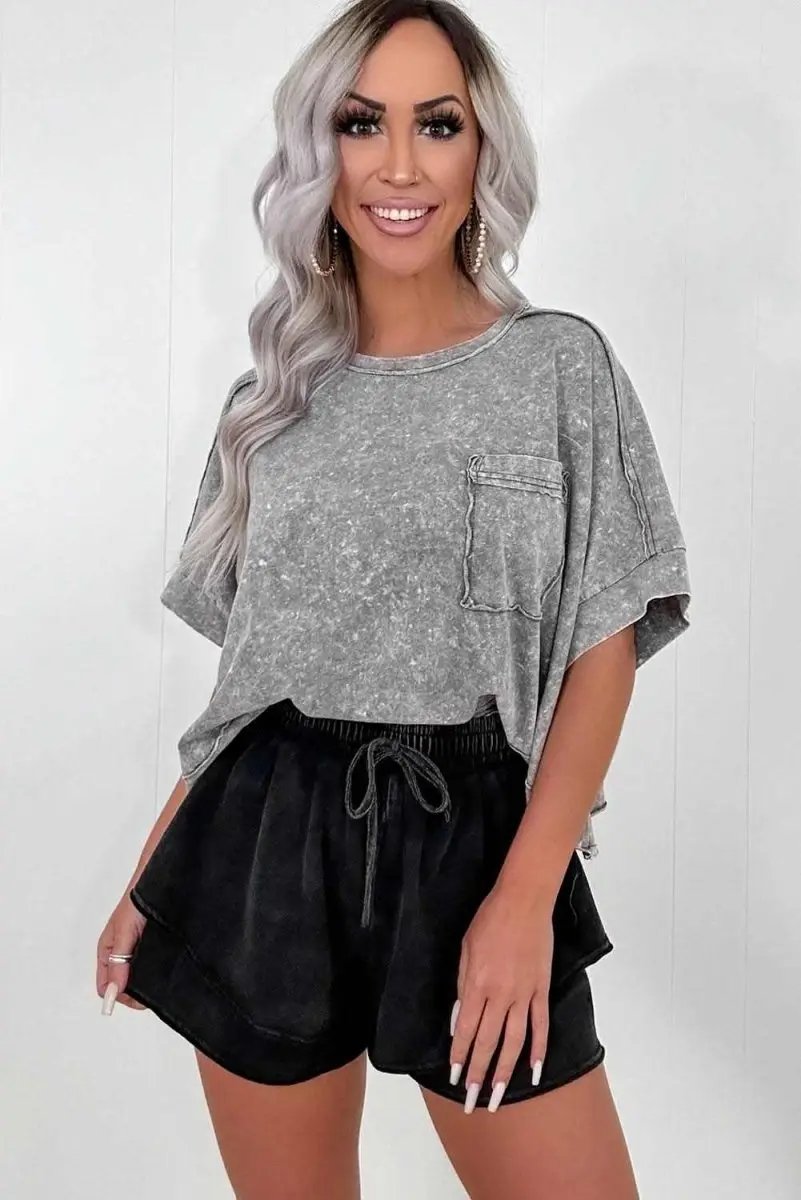 Love Salve Black French Terry Shorts Women's Daily Casual High-Waisted Summer Shorts