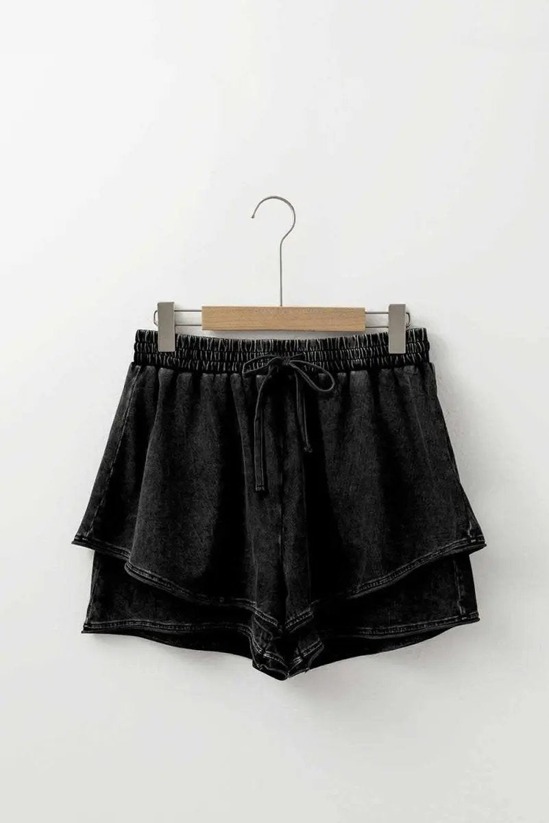 Love Salve Black French Terry Shorts Women's Daily Casual High-Waisted Summer Shorts