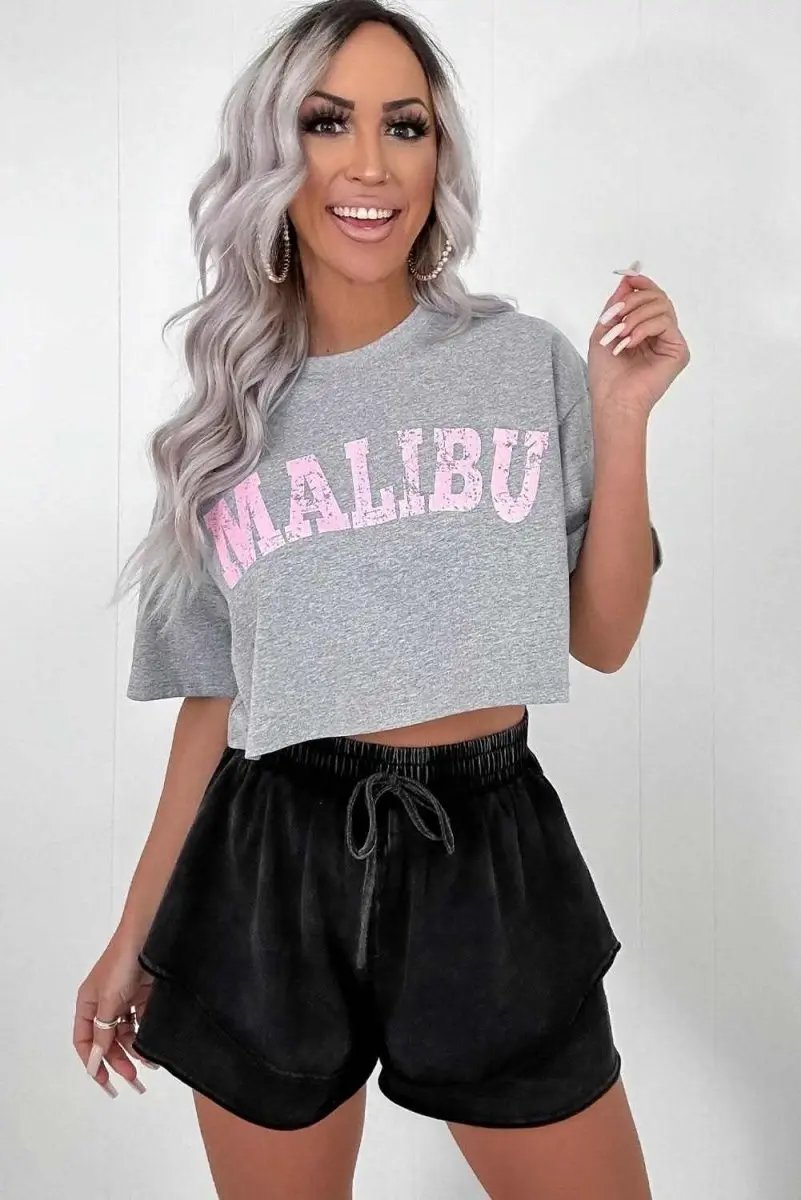 Love Salve Black French Terry Shorts Women's Daily Casual High-Waisted Summer Shorts