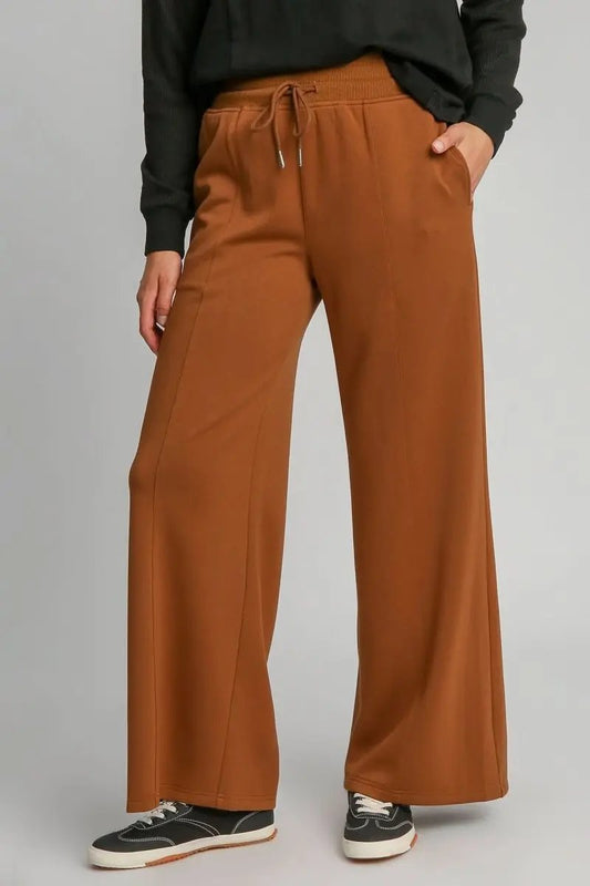 Trendsi Wide Leg Pants Women's Casual Drawstring Trousers with Pockets