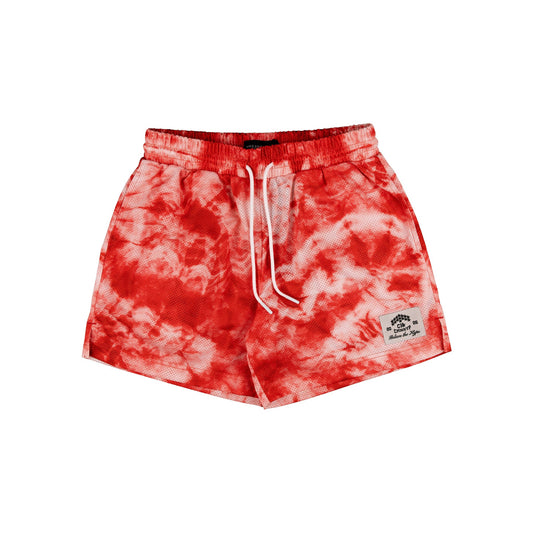 Common Hype Aura Tie Dye Mesh Short Crimson