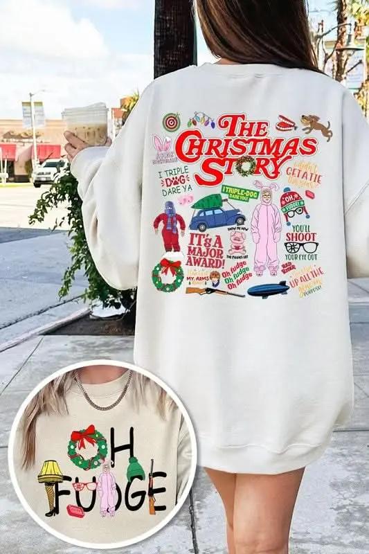 Color Bear Fleece Sweatshirt Christmas Movie Graphic Unisex Cozy Pullover
