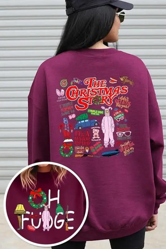 Color Bear Fleece Sweatshirt Christmas Movie Graphic Unisex Cozy Pullover