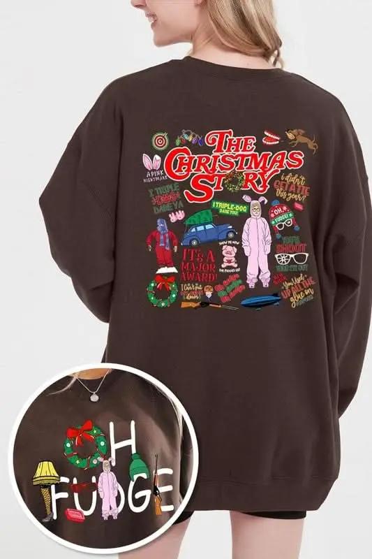 Color Bear Fleece Sweatshirt Christmas Movie Graphic Unisex Cozy Pullover