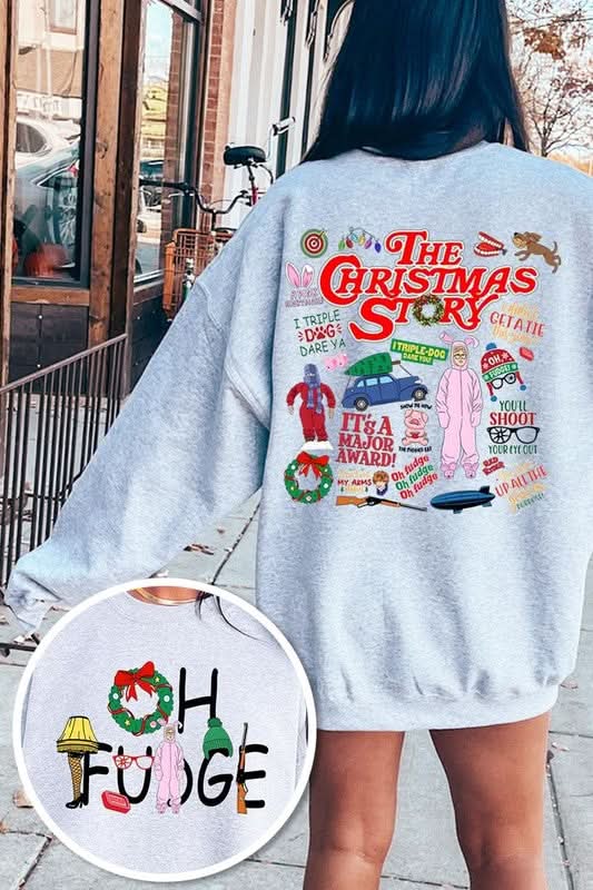 Color Bear Fleece Sweatshirt Christmas Movie Graphic Unisex Cozy Pullover