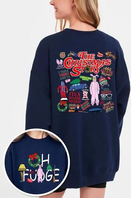 Color Bear Fleece Sweatshirt Christmas Movie Graphic Unisex Cozy Pullover