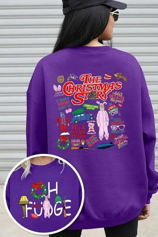 Color Bear Fleece Sweatshirt Christmas Movie Graphic Unisex Cozy Pullover