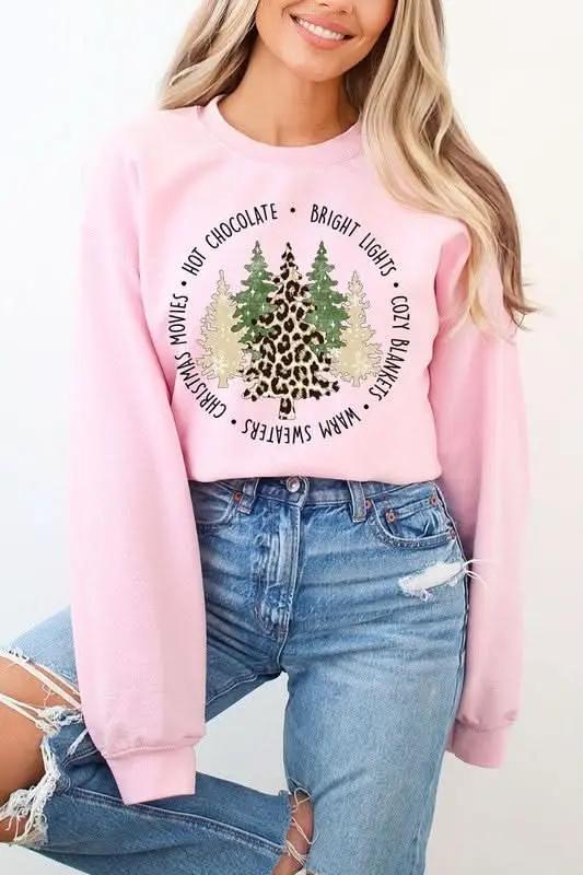 Color Bear Christmas Tree Graphic Unisex Fleece Sweatshirt Cozy & Trendy