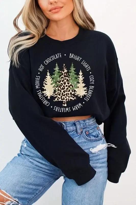 Color Bear Christmas Tree Graphic Unisex Fleece Sweatshirt Cozy & Trendy