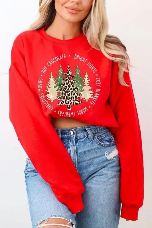 Color Bear Christmas Tree Graphic Unisex Fleece Sweatshirt Cozy & Trendy
