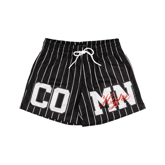 Common Hype Split Pinstripe Mesh Short Jet Black