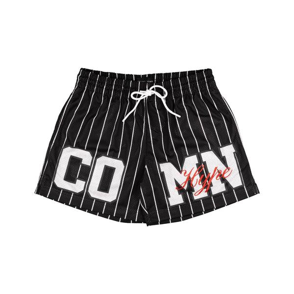 Common Hype Split Pinstripe Mesh Short Jet Black