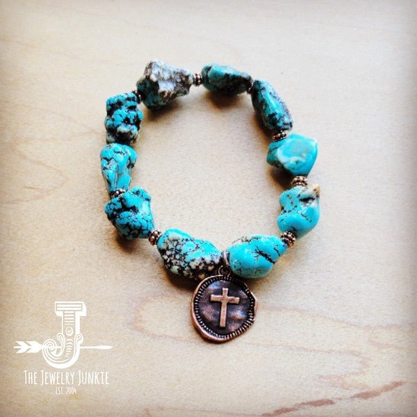 Chunky Blue Turquoise Beaded Bracelet