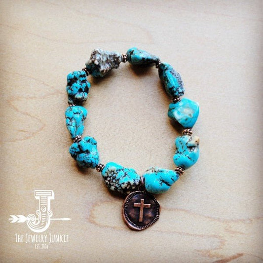 Chunky Blue Turquoise Beaded Bracelet