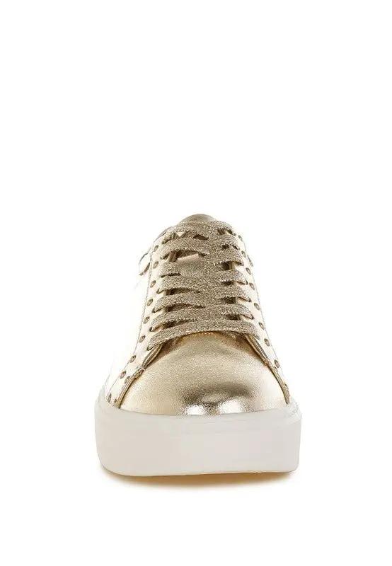 Chunky Sneakers - Comfortable & Durable - Metallic Pleather