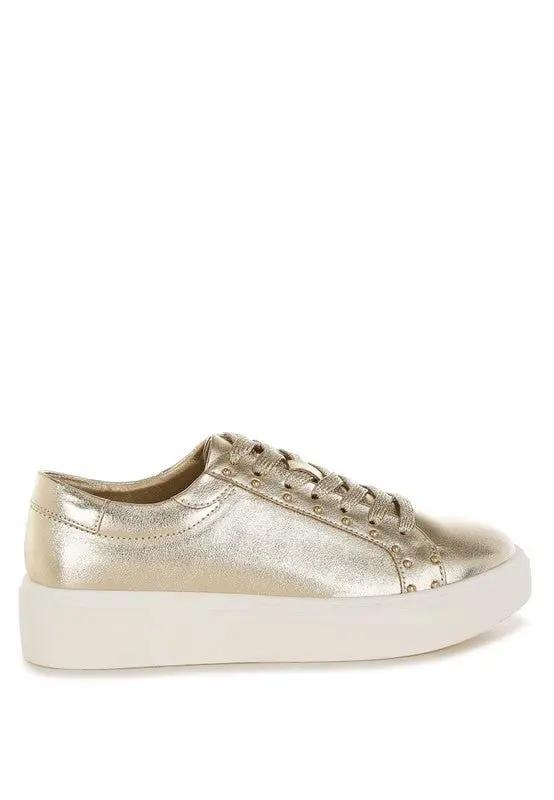 Chunky Sneakers - Comfortable & Durable - Metallic Pleather