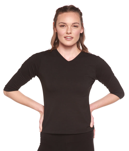 Clearance Women's Bamboo Viscose/Cotton V-Necks 3/4 Sleeve T-Shirt